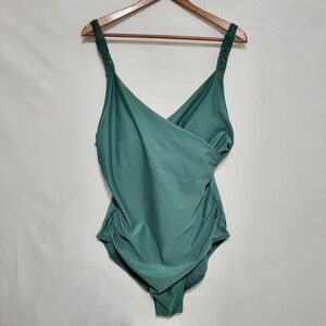 Merona Sage Green Teal Braided One-Piece Swimsuit Women's XL